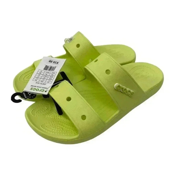 Crocs Men's Size 11 Classic Two Strap Slides Sandals Comfort Summer Lime Zest - Picture 4 of 6